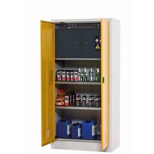 Chemikalienschrank asecos CF-CLASSIC, Flügeltüren, Front Sicherheitsgelb, B 950 x T 500 x H 1950 mm