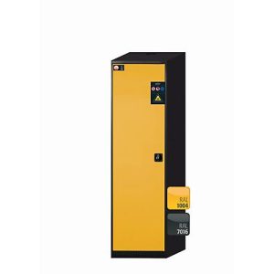 Chemikalienschrank asecos CS-CLASSIC, Flügeltür, Anschlag links, Front Sicherheitsgelb, B 545 x T 520 x H 1950 mm