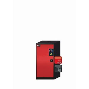 Chemikalienschrank asecos CS-CLASSIC, Flügeltür, Anschlag links, Front Verkehrsrot, B 545 x T 520 x H 1105 mm