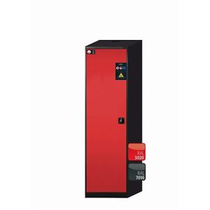 Chemikalienschrank asecos CS-CLASSIC, Flügeltür, Anschlag links, Front Verkehrsrot, B 545 x T 520 x H 1950 mm