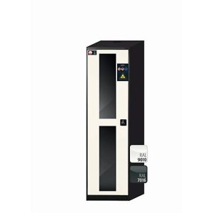 Chemikalienschrank asecos CS-CLASSIC-G, Flügeltür mit Glasausschnitt, Anschlag links, Front Reinweiß, B 545 x T 520 x H 1950 mm