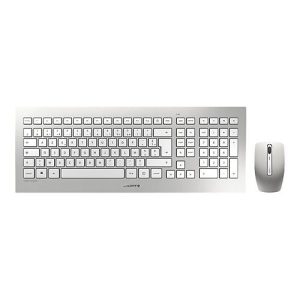 CHERRY DW 8000 – Tastatur-und-Maus-Set – kabellos – RF, 2.4 GHz – Französisch – weiß, Silber