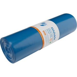 Deiss PREMIUM PLUS® Abfallsäcke, Recycling-LDPE, reißfest, B 700 x H 1100 mm, 120 liter, 55 µm, blau, 250 Stück