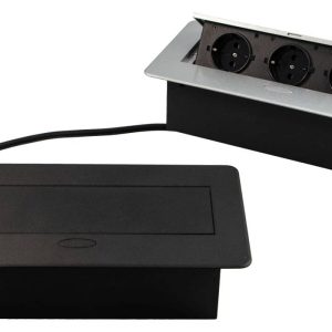 Design Light Steckdosen-Element Kombibox DL10006 Einbau-Steckdose mit Klappdeckel, schwarz