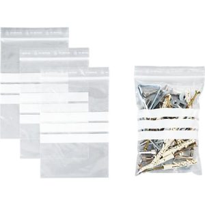 Druckverschlussbeutel, Polyethylen, 120 × 170 mm, 50 µm, 50% Regeneratanteil, 3 Beschriftungsfelder, transparent, 1000 Stk.