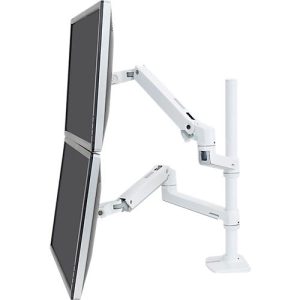Dual Monitorarm Ergotron LX 45-509-216, für 2 Monitore bis 40′, bis 20 kg, höhenverstellbar, neig-, dreh- & schwenkbar, Aluminium & Stahl, weiß