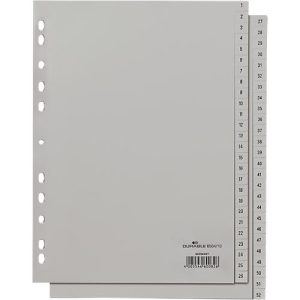 Durable Kunststoffregister, A4 hoch, Zahlen 1-52, grau