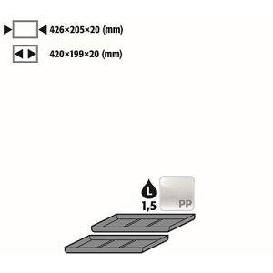 Einlegewanne für asecos Sicherheitsschränke der UB90 Serie, Polyethylen, schwarz, B 426 x T 205 x H 20 mm, 1,5 l