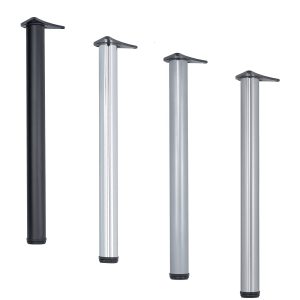 Häfele 4er-Set Tischbeine 710 mm höhenverstellbar Möbelfüße rund Ø 60 mm, edelstahlfarben