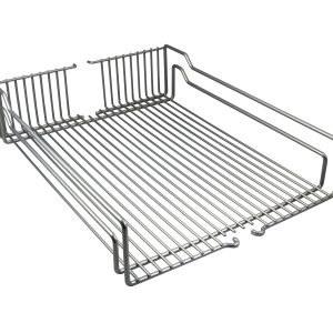 Kesseböhmer Einhängekorb für Unterschrank/Hochschrank-Frontauszug, weißaluminium – RAL 9006 – 250x467x110 mm