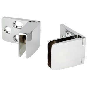 Siso Glastürscharnier SQUARE aus Metall Oben + Unten, Glasstärke 4 – 6 mm, Chrom poliert
