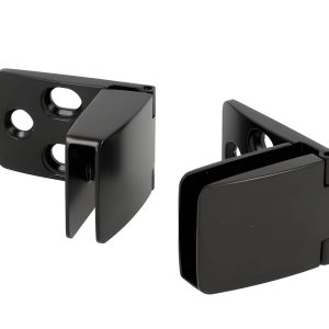 Siso Glastürscharnier SQUARE aus Metall Oben + Unten, Glasstärke 4 – 6 mm, Schwarz matt