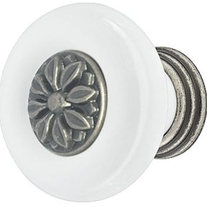 Häfele Möbelknopf H2023 weiß verzinnt antik, 30 x 25 mm