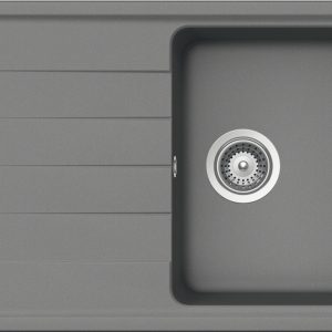 Häfele Aufbauspüle AS01S mit kleinem Becken 780 x 500 mm, Hellgrau Metallic