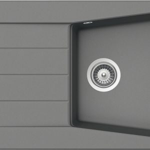 Häfele Aufbauspüle AS02L mit großem Becken 1000 x 500 mm, Hellgrau Metallic