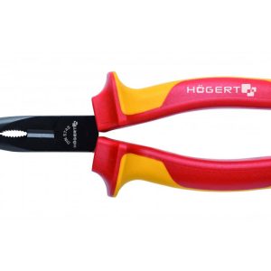 Högert Flachrundzange gebogen zum Arbeiten unter Spannung bis 1000V, 200 mm