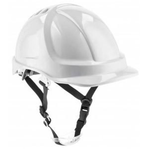 Högert Schutzhelm PLONER mit Halteriemen, Weiß