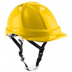 Högert Schutzhelm PLONER mit Halteriemen, Gelb