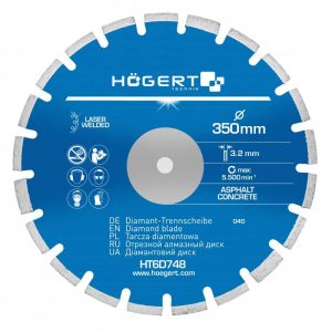 Högert Diamant-Trennscheibe segmentiert & lasergeschweißt für Asphlat, D 350 mm