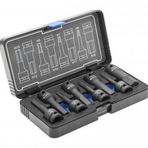 Högert Schlagschrauber-Einsatz-Set Sechskant HEX, 1/2 Zoll,  H6 – H19, 8-tlg