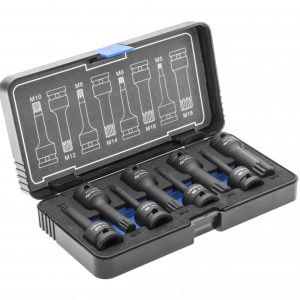 Högert Schlagschrauber-Einsatz-Set Spline, 1/2 Zoll,  M5 – M18, 8-tlg