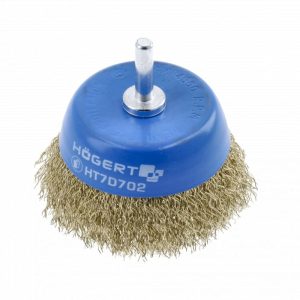 Högert Topf-Drahtbürste für Bohrmaschinen, D 75 mm, 0,5 mm Edelstahldraht