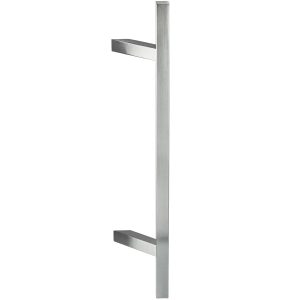 Hermat Stoßgriff eckig Edelstahl matt Stangengriff 25×25 mm schräg gekröpft, Gesamtlänge 600 mm