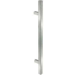 Hermat Stoßgriff eckig Edelstahl matt Stangengriff 25×25 mm gerade, Gesamtlänge 600 mm
