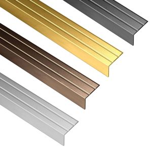 Alfer Treppenkantenprofil aus Aluminium L-Form selbstklebend 25×20 mm, Messing matt – 2000 mm