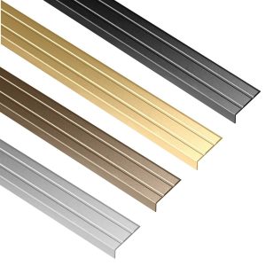 Alfer Treppenkantenprofil  aus Aluminium L-Form selbstklebend 25 x 8 mm, Messing matt – 2000 mm