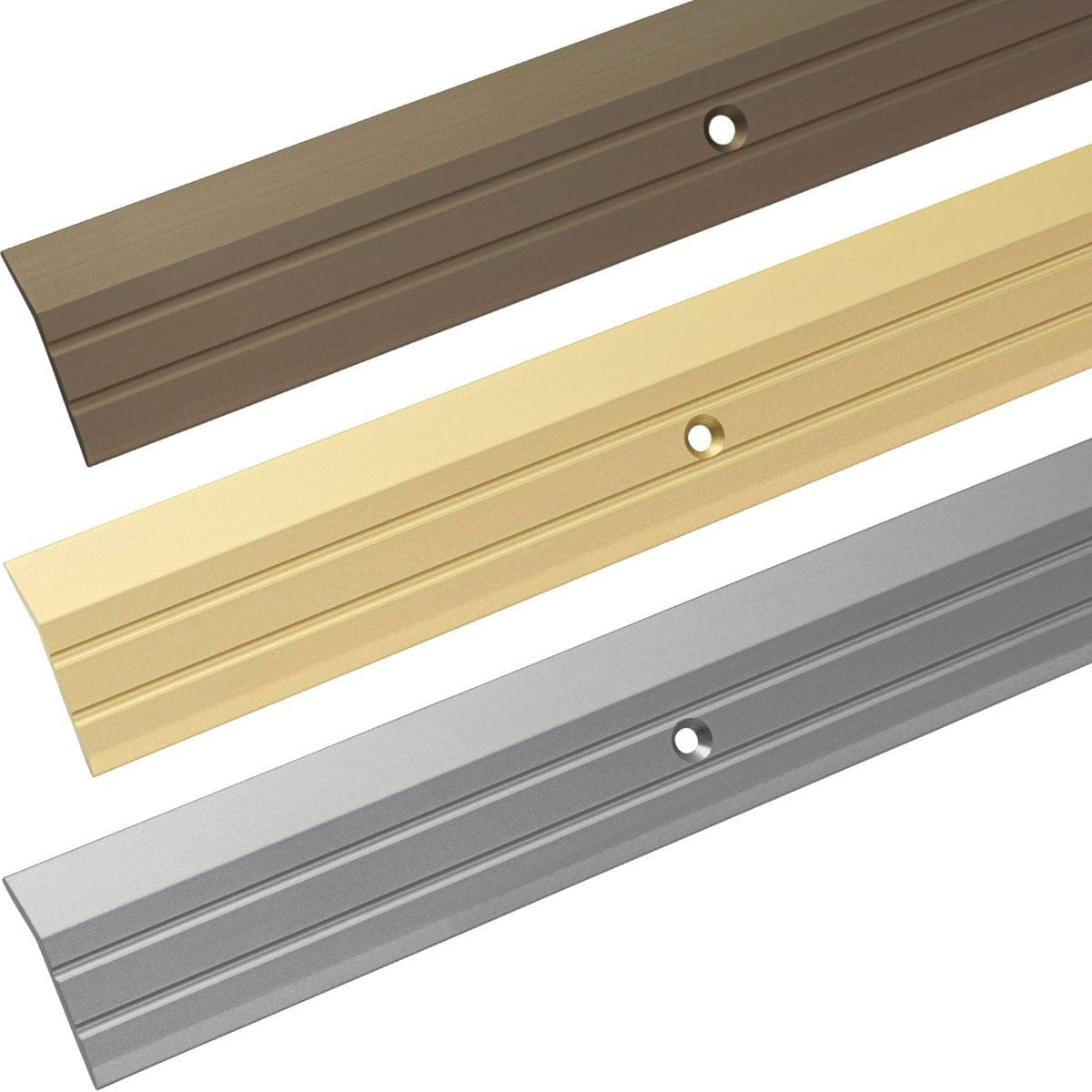 Alfer Abschlussprofil aus Aluminium gebogen gelocht 30 x 5 mm, messing eloxiert - 1000 mm