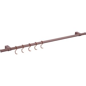 Gedotec Küchenreling aus Metall brüniert inkl. 5 Haken, 900 mm
