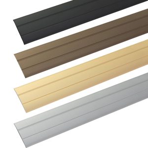 Alfer Übergangsprofil aus Aluminium Flach selbstklebend 37 x 2,5 mm, schwarz eloxiert – 2000 mm