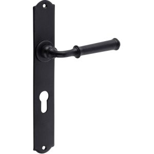 Galbusera Langschildgarnitur TALLINN aus Schmiedeeisen schwarz, PZ – Profilzylinder – Ö-Norm (Abstand 88 mm)