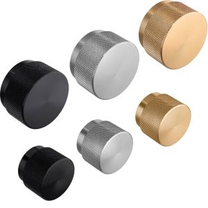 Viefe Möbelknopf GRAF BIG aus Aluminium geriffelt, Ø 50 mm – Messing matt