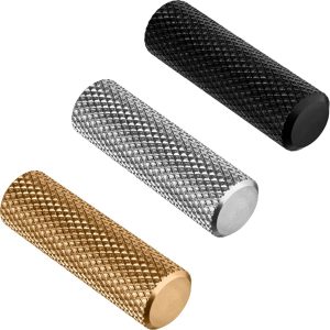 Viefe Möbelknopf GRAF MINI aus Aluminium geriffelt Ø 10 mm, Messing matt