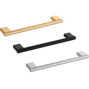 Viefe Möbelgriff GRAF MINI aus Aluminium geriffelt Ø 10 mm, Edelstahl-Optik – Bohrabstand 256 mm