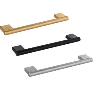 Viefe Möbelgriff GRAF BIG aus Aluminium geriffelt Ø 14 mm, Messing matt – Bohrabstand 192 mm