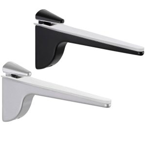 Gedotec Klemmtablarträger PINOCCHIO aus Metall für Holz und Glastablare 4 – 28 mm bis 50 kg, Schwarz matt