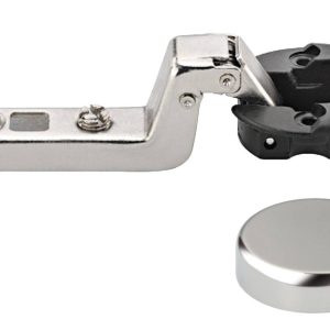 Häfele Glastürscharnier METALLA MINI mit Ø 26 mm Topf, Eckanschlag – Kappe Silber matt