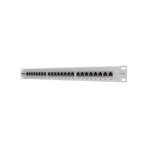 Intellinet 24-Port Cat6 Patchpanel, geschirmt, FTP, 1 HE, Klemmleisten mit 90 Grad abgewinkelten Kabeleinführungen – Patch Panel – 1U – 19“‘