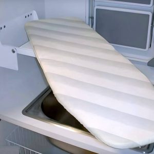 Häfele IRONFIX Bügelbrett aus Stahl, Wandmontage klappbar & schwenkbar 180°, graue Streifen