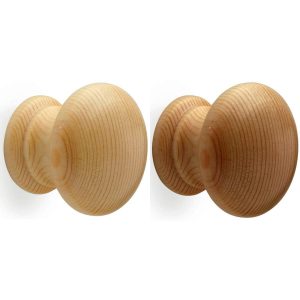 Mital Möbelknopf JENNIFER aus Holz, Kiefer roh (unbehandelt) – Ø 34 mm