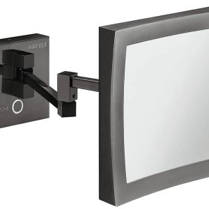 Häfele Kosmetikspiegel H1050 Messing graphit-schwarz quadratisch