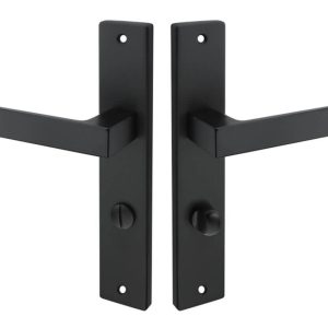 Fimet Langschildgarnitur PUSH aus Aluminium schwarz matt DIN Norm 78 mm, WC – Badezimmer