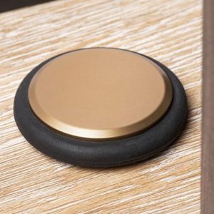 Viefe Bodentürpuffer LOW aus Aluminium, Ø 68 mm – Messing dunkel gebürstet