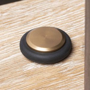 Viefe Bodentürpuffer LOW aus Aluminium, Ø 48 mm – Messing dunkel gebürstet