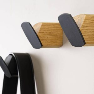 Viefe Garderobenhaken MEGG aus Holz & Metall, 46,6 x 45 mm, Eiche + Lavagrau