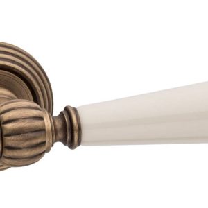 Fimet Türdrücker MICHELLE 106P-269 aus Messing & Porzellan, WC – Badezimmer – Bronze satiniert – Porzellan beige