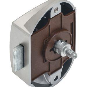 Häfele Riegelschloss PUSH-LOCK mit Druckknopf-Verriegelung einseitig, Kunststoff vernickelt matt